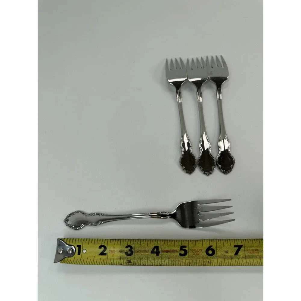Set of 4 TENNYSON Oneida Community CUBE Stainless Steel Salad Forks 6-3/4